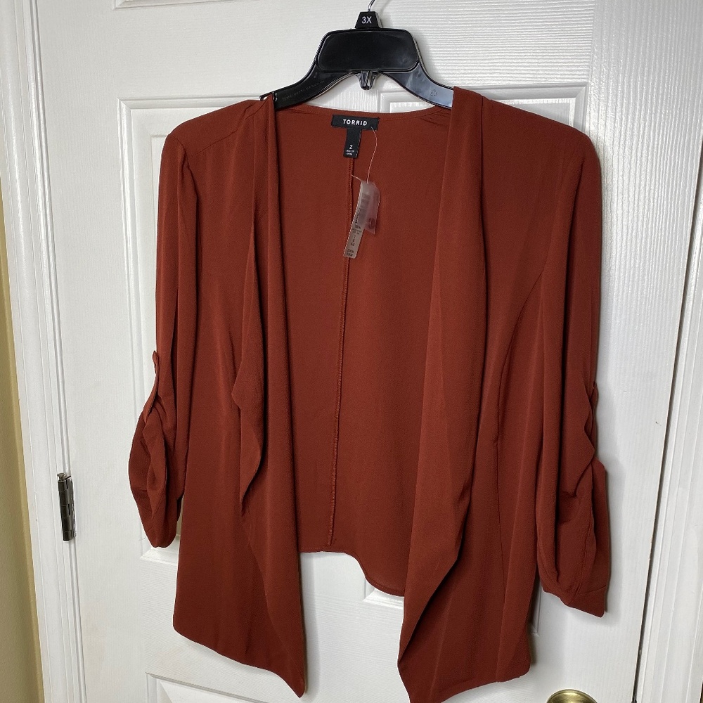 CREPE TORRID BURNT ORANGE BLAZER
